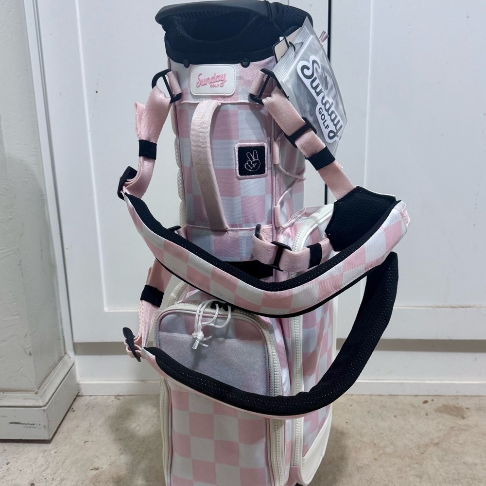 Sunday Golf Recess Kids Golf Bag - Pink and White Checker Pattern